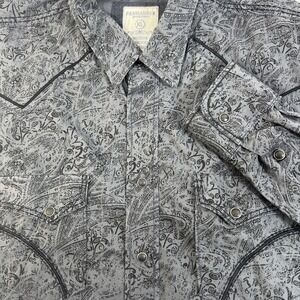 Panhandle Rough Stock Mens Gray Paisley Western Snap Button-Up‎ Shirt Size XL
